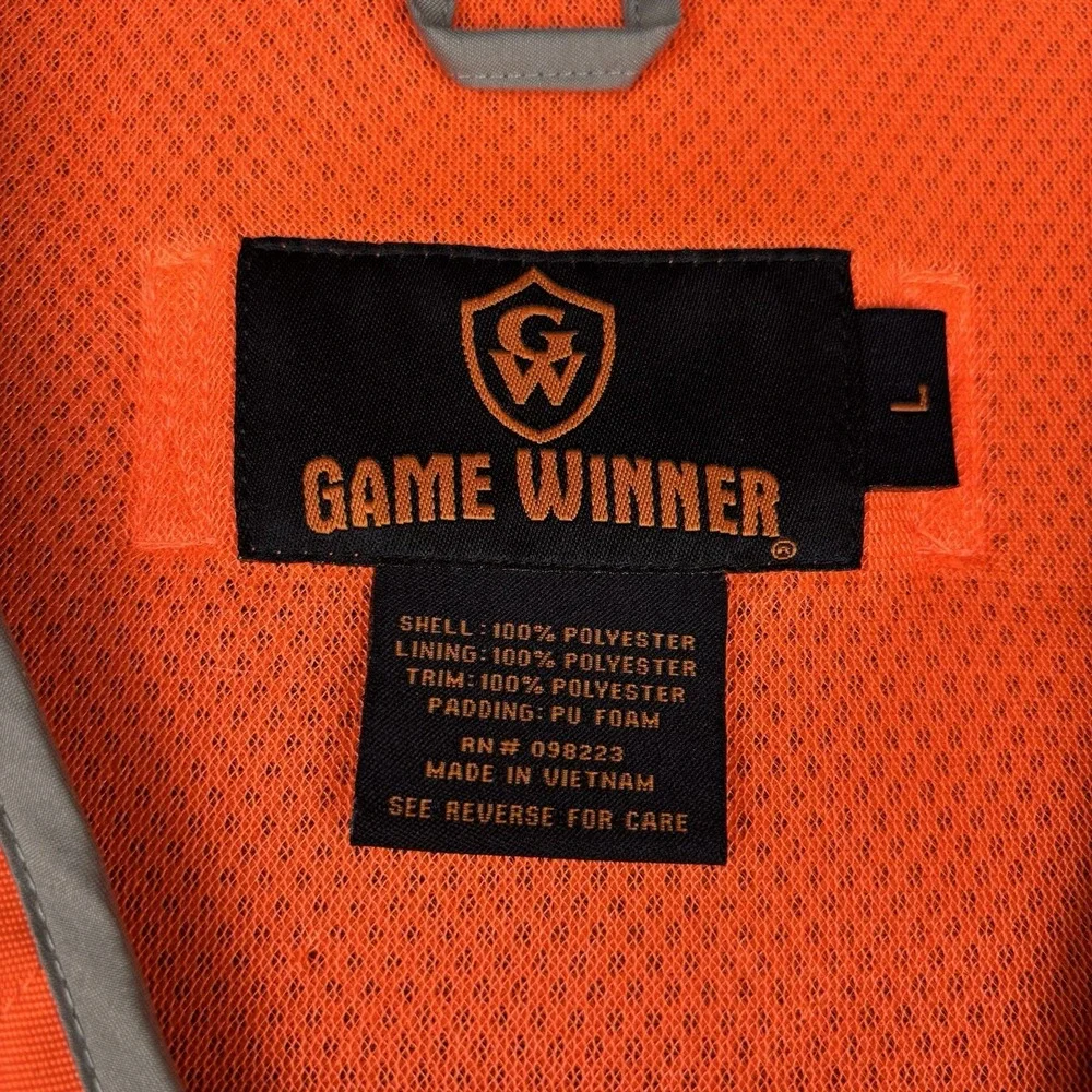 Game‎ Winner Hunting Vest Men's Large Blaze Orange Shooting Field Cargo Pockets
